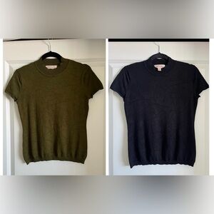 Green and Black Set of 2 Sweater Mock Neck Shirts
